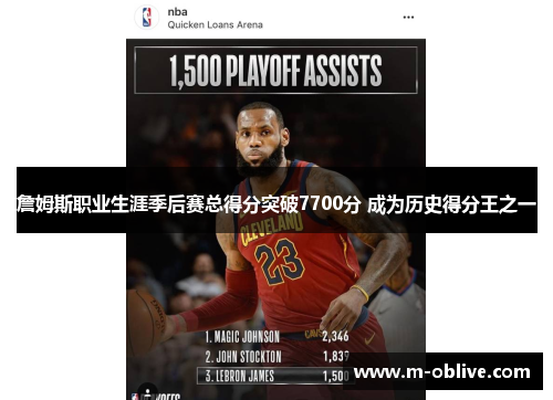 詹姆斯职业生涯季后赛总得分突破7700分 成为历史得分王之一